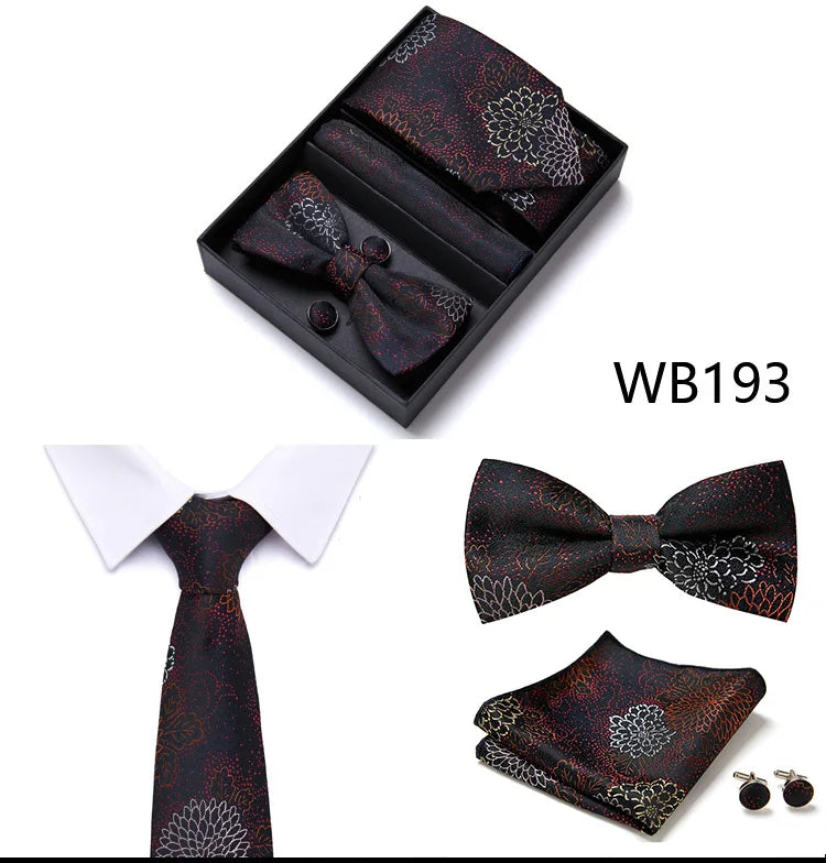 Tie For Men Formal Dress Tuxedo NeckTie Handkerchief Bow Tie Set PlaisyParty Groom Wedding Butterfly Bowtie In Box Good Vibrations