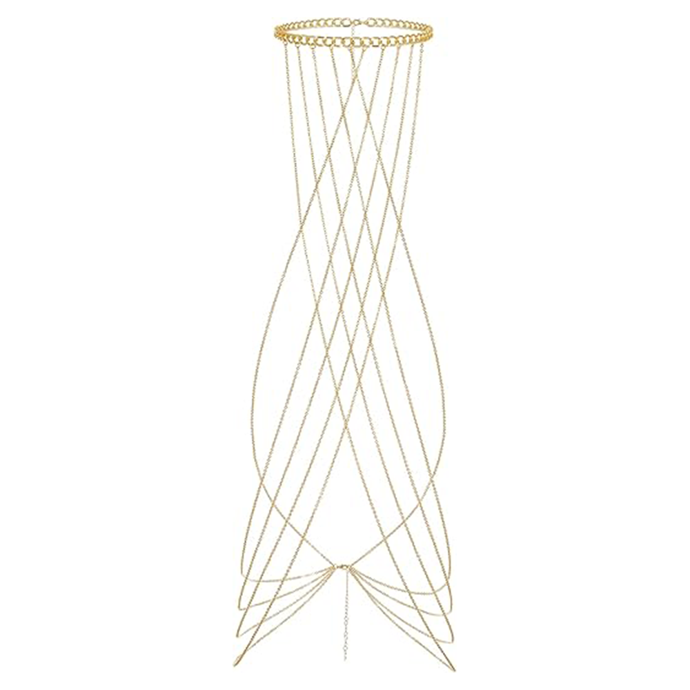 Harness Body Chain Sexy Layered Tassel Belly Waist Chain Necklace Boho Hot Bikini Nightclub Party Beach Body Jewelry Gold Tone Good Vibrations