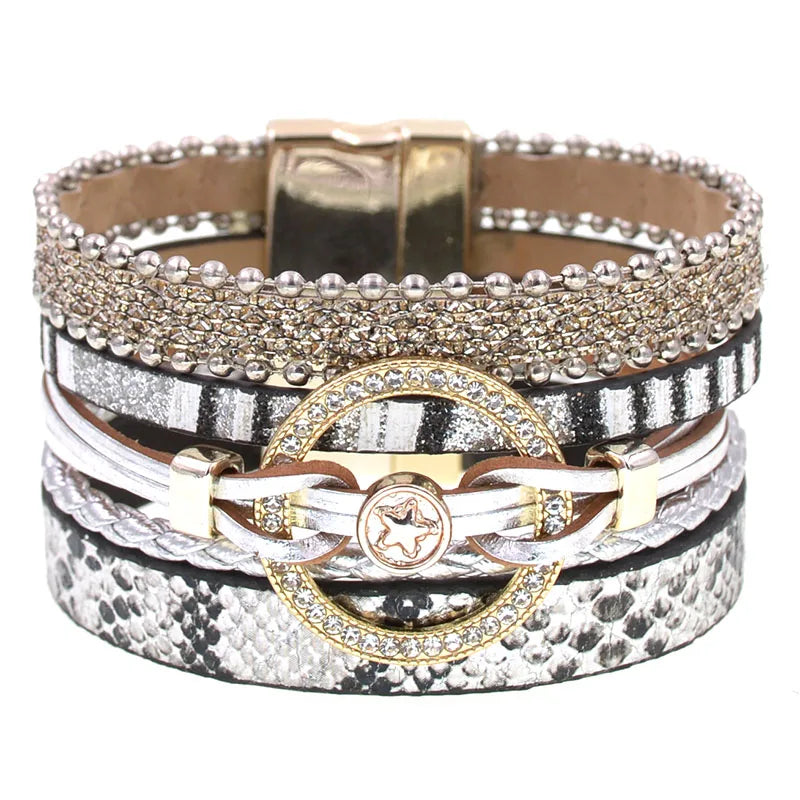 Charm Leather Bracelets For Women Trendy Boho bracelet Multilayer Wrap Bracelet women Female Jewelry Good Vibrations