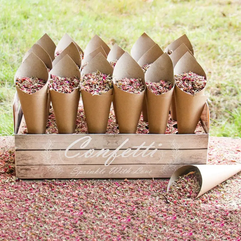 Kraft Paper Wedding Tray Confetti Cone Stand Box Tray Rustic Wedding Decoration Wedding Confetti Cones Wedding Cones Set supply Good Vibrations