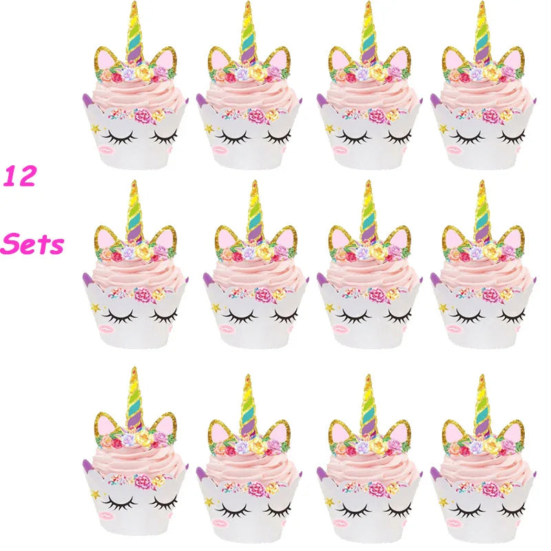 Unicorn Decoration Birthday Party Decor Kids Unicorn Disposable Tableware set Unicornio Baby Shower Girl Birthday Party Supplies Good Vibrations
