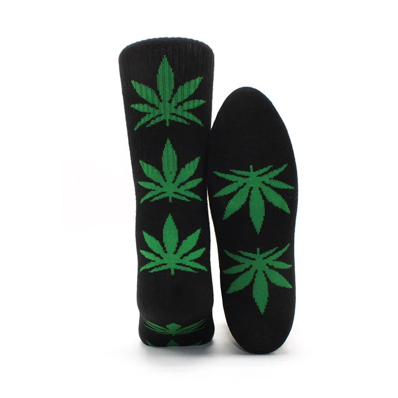 1 pair Men's Fashion Business Weed Hemp Cotton Socks Street Fashion Skateboard Couple Girls Harajuku Trend Socks Give Men a Gift Good Vibrations Adult Super Store