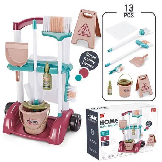 2025 New Mini Home Helper Play Kids Cleaning Tool Toy Children Pretend Playhouse Game Toy Kids Role Play Cleaning Set Toys Good Vibrations