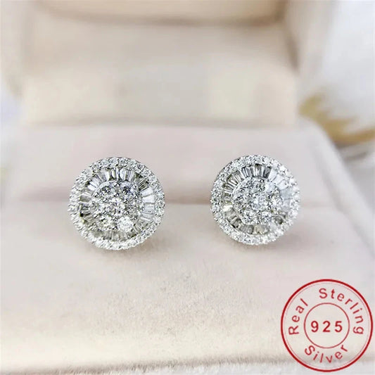 Charm 14K Gold Lab Diamond Stud Earring Real 925 sterling silver Jewelry Engagement Wedding Earrings for Women Bridal Party Gift Good Vibrations