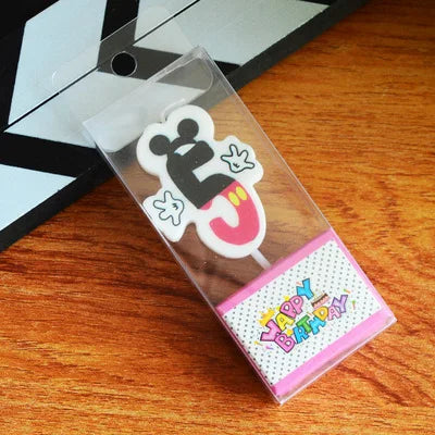 Hot Happy Birthday Number 0-9 Candles Cartoon Mickey Minnie Mouse Candle Cake Cupcake Topper Party Decoration Supplies DIY Gifts Good Vibrations