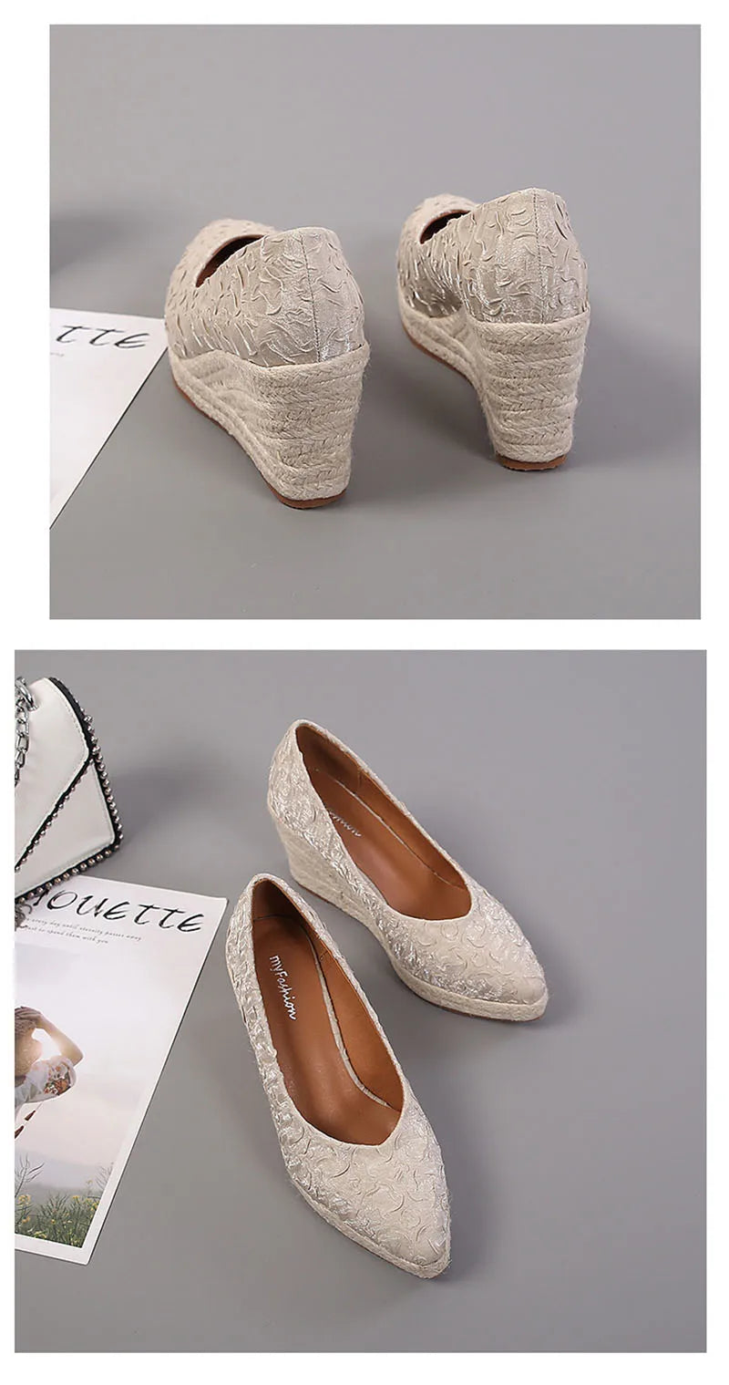 Fashion High Heels Women Wedges Shoes Elegant Ladies Party Shoes Brand Women Pumps Retro Woman Wedge Heel 8cm A3800 Good Vibrations