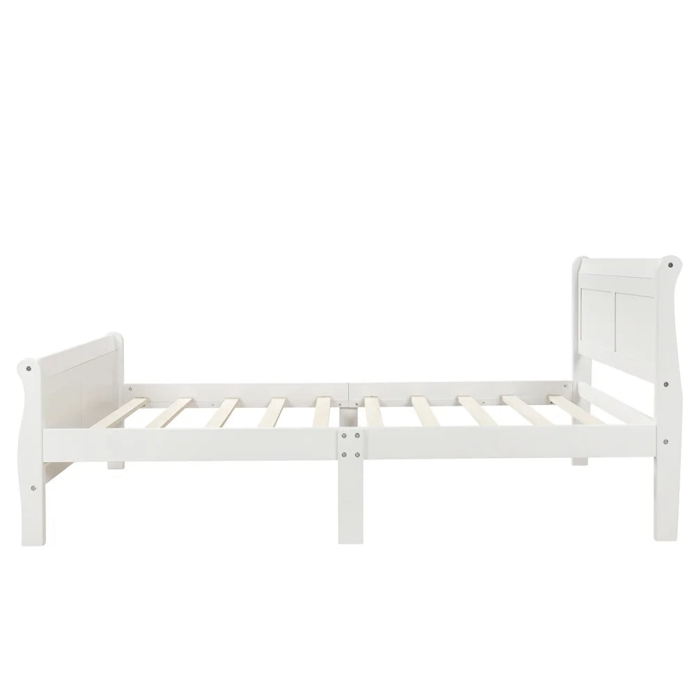 Wood Platform Bed Twin Bed Frame Mattress Foundation Sleigh Bed with Headboard/Footboard/Wood Slat Support Good Vibrations