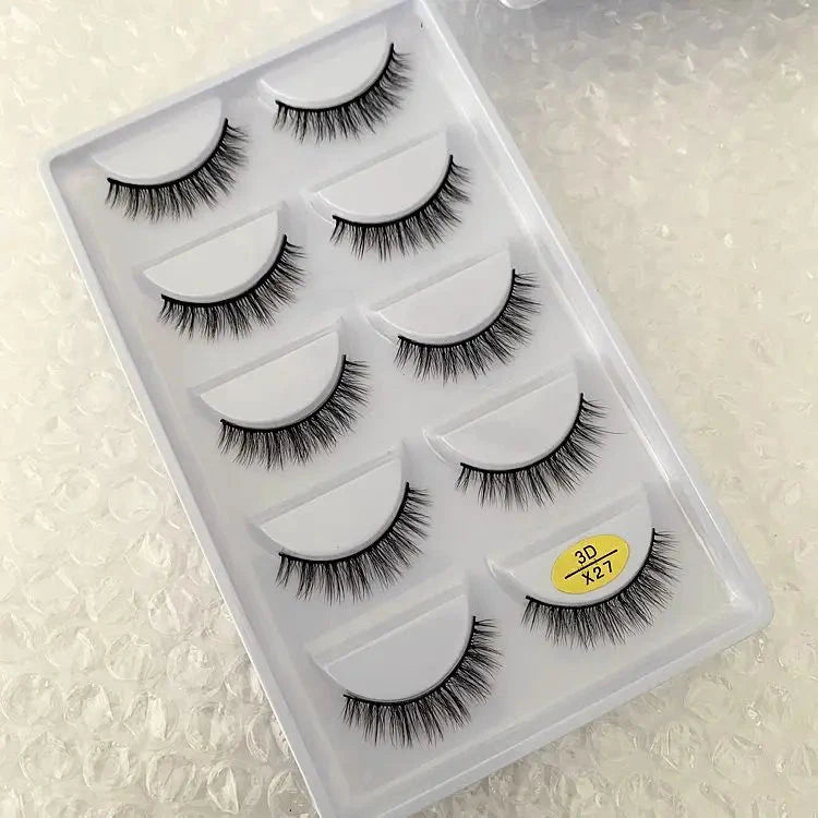 5 Pairs Multipack 3D Soft Mink Hair False Eyelashes Handmade Wispy Fluffy Long Lashes Natural Eye Makeup Tools Faux H13 E08 E01 Good Vibrations