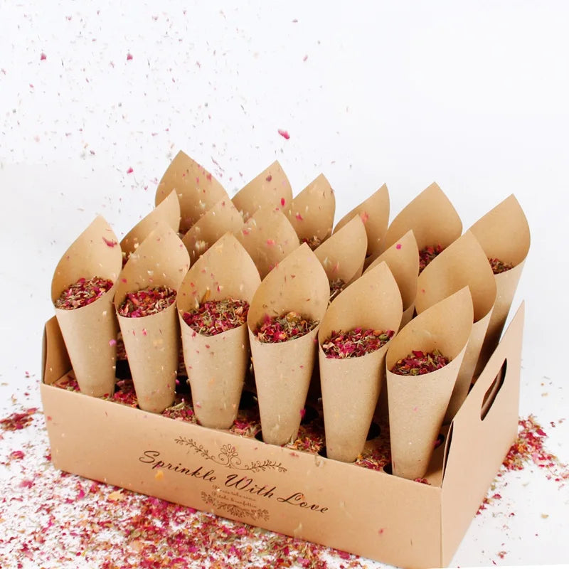 Kraft Paper Wedding Tray Confetti Cone Stand Box Tray Rustic Wedding Decoration Wedding Confetti Cones Wedding Cones Set supply Good Vibrations