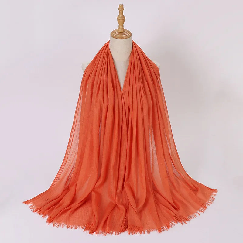 High Quality Viscose Cotton Hijab Shawls Plain Tassels Polyester Veils for Hijab Ladies Good Vibrations