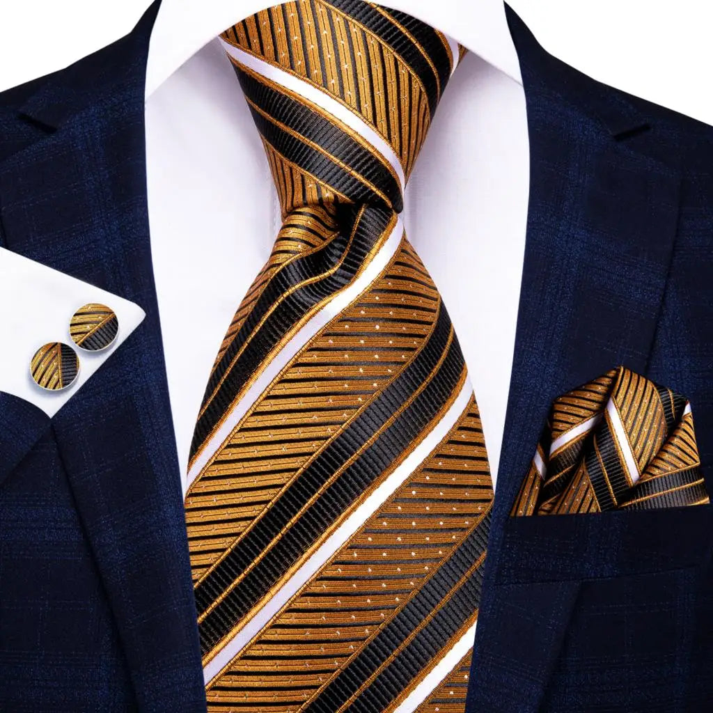 Black Red Striped Silk Wedding Tie For Men Handky Cufflink Gift Men Necktie Fashion Business Party Dropshiping Hi-Tie Designer Good Vibrations