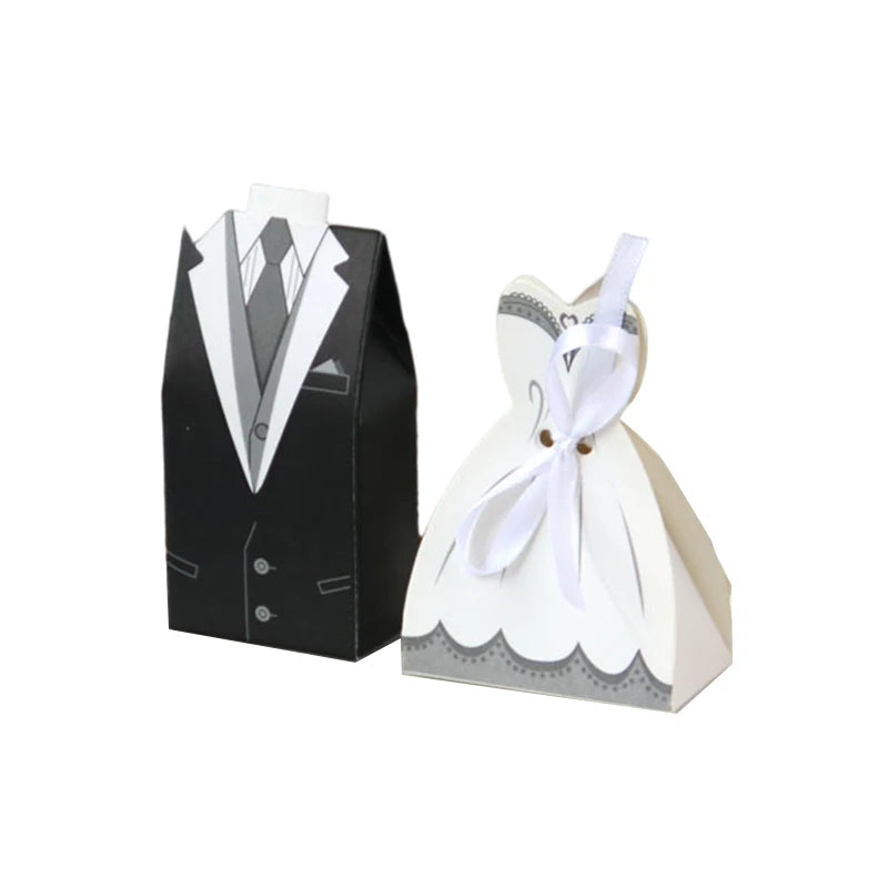 20/30pcs Bride And Groom Candy Box Wedding Favor And Gifts Box Sweet Bags With Ribbon Wedding Decoration Souvenirs Party Decor Good Vibrations
