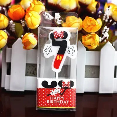 Hot Happy Birthday Number 0-9 Candles Cartoon Mickey Minnie Mouse Candle Cake Cupcake Topper Party Decoration Supplies DIY Gifts Good Vibrations
