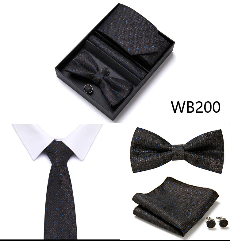 Tie For Men Formal Dress Tuxedo NeckTie Handkerchief Bow Tie Set PlaisyParty Groom Wedding Butterfly Bowtie In Box Good Vibrations
