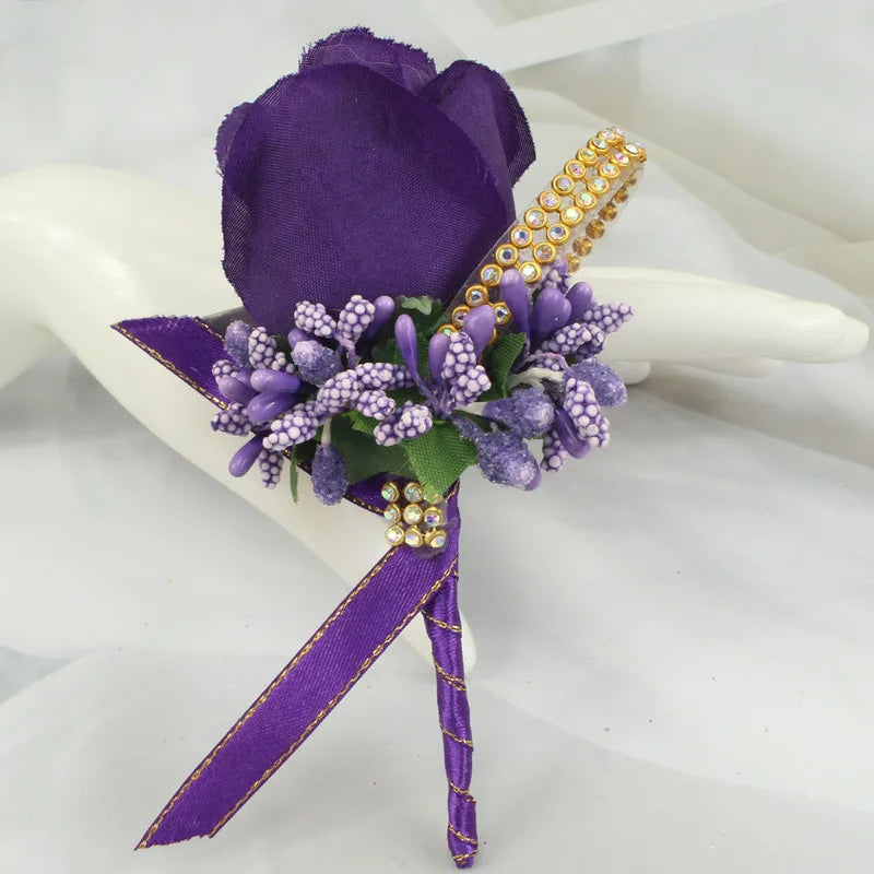 Meldel Wedding Corsages and Boutonnieres Artificial Roses Silk Groom Boutonniere Flower Groomsman Buttonhole Mariage Accessories Good Vibrations