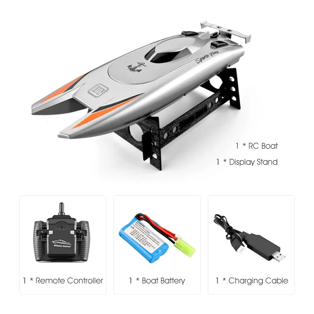 30Km/h Racing Boat 2.4G Radio controlled Rc Boat High Speed Speedboat 20Mins 2Ch Dual Motor Waterproof Ship Boys Christmas gift Good Vibrations