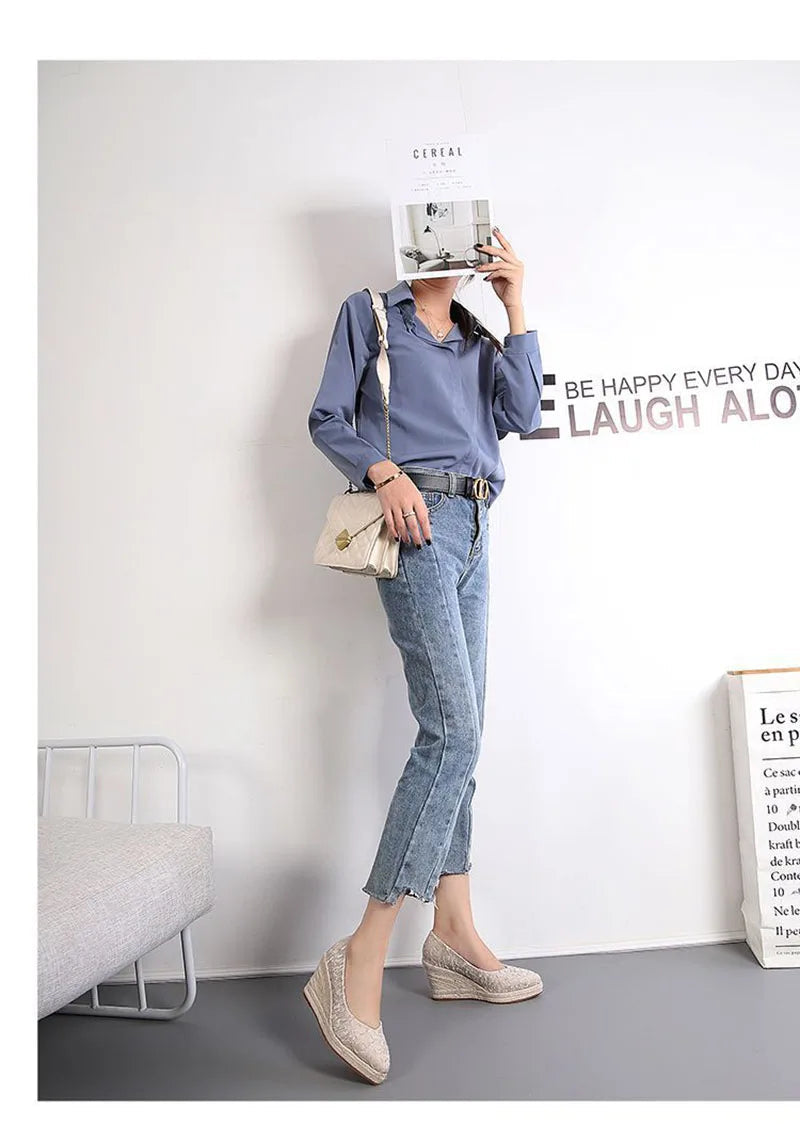 Fashion High Heels Women Wedges Shoes Elegant Ladies Party Shoes Brand Women Pumps Retro Woman Wedge Heel 8cm A3800 Good Vibrations