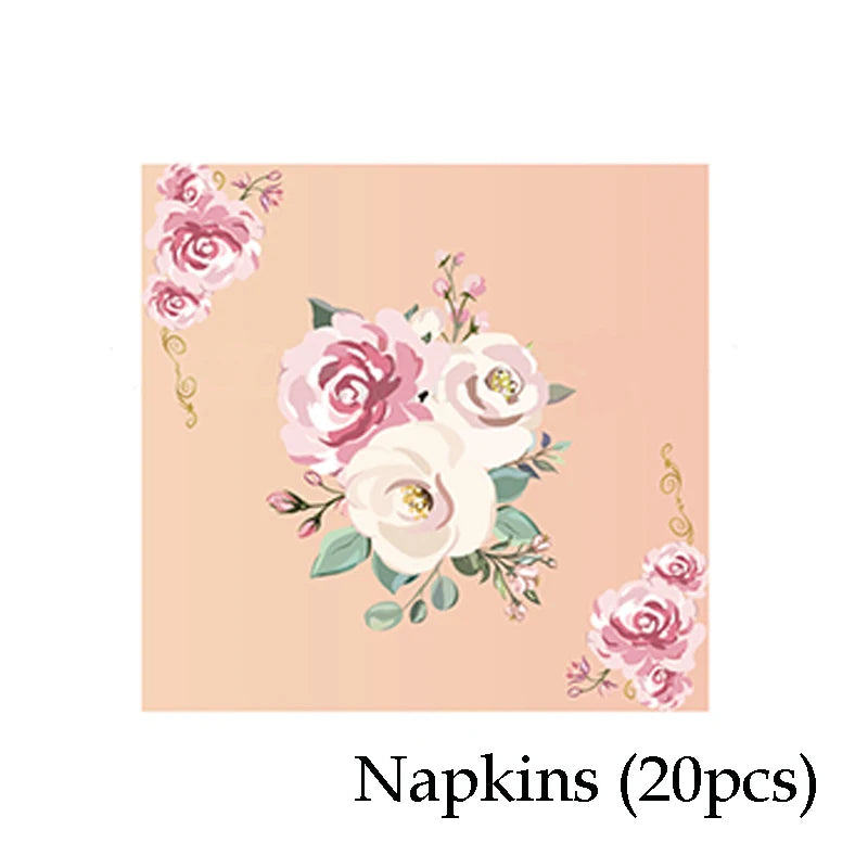 Hawaiian Pink Party Decoration Disposable Tableware Flower Summer Plate Paper Cup Napkin Birthday Decor Wedding Party Supplies Good Vibrations