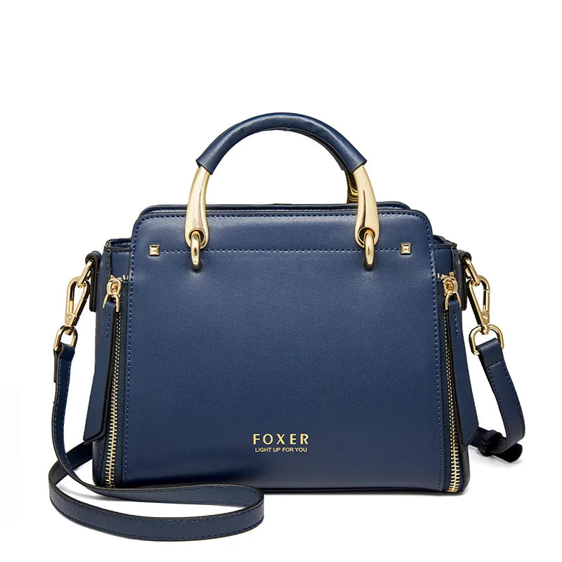 FOXER Women Split Leather Shoulder Bag Elegant Handbag Smal Tote Female Large Capacity Lady Crossbody Bag Stylish Messenger Bags Good Vibrations
