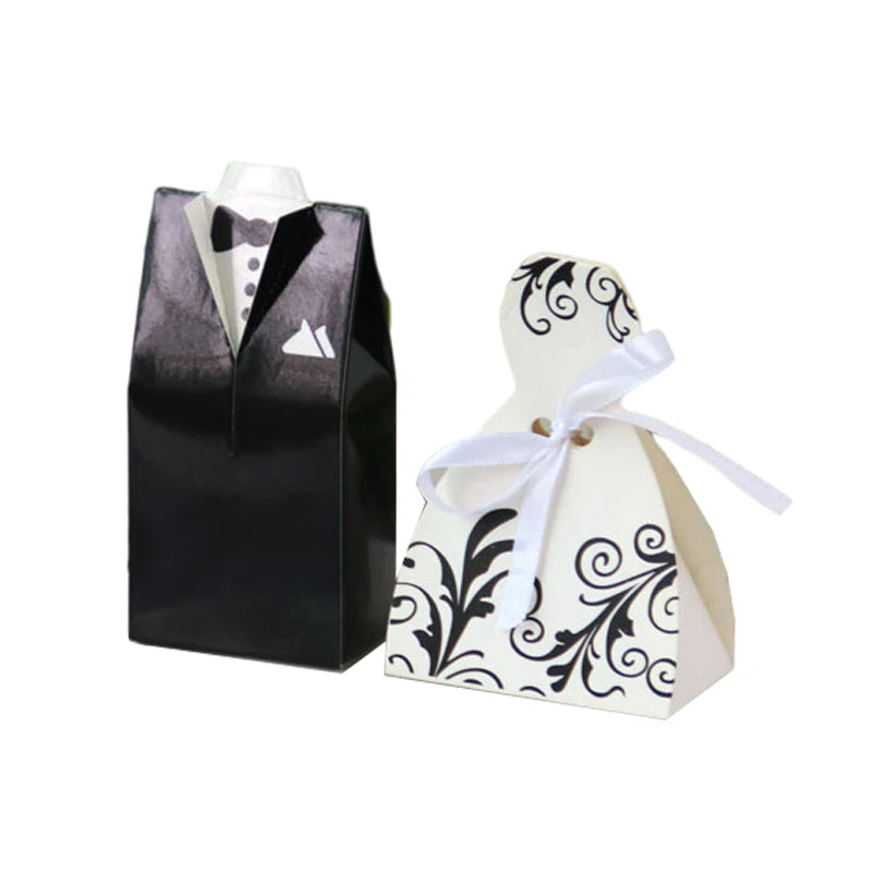 20/30pcs Bride And Groom Candy Box Wedding Favor And Gifts Box Sweet Bags With Ribbon Wedding Decoration Souvenirs Party Decor Good Vibrations