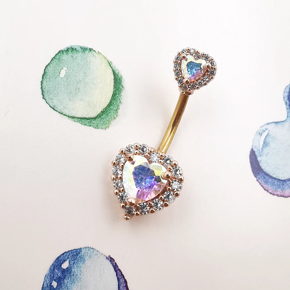 JHJT 14G Heart Belly Button Piercing Navel Ring 316L Surgical Stainless Steel CZ Belly Piercing Ombligo Jewelry for Women Good Vibrations Adult Super Store