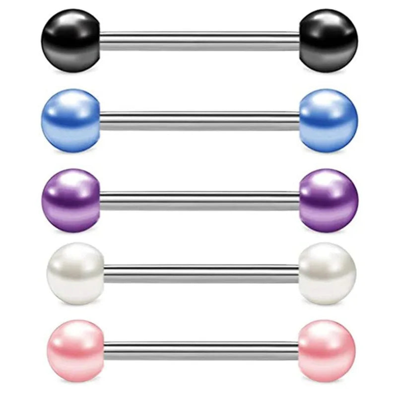 6PCS Stainless Steel Glorious Tongue Ring Bulk 14G Nipple Piercing Bar Lot Glitter Tongue Piercing Set Barbell Piercing Jewelry Good Vibrations Adult Super Store