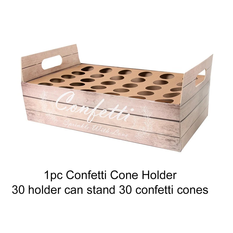 Kraft Paper Wedding Tray Confetti Cone Stand Box Tray Rustic Wedding Decoration Wedding Confetti Cones Wedding Cones Set supply Good Vibrations