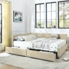 Queen Size Storage Upholstered Tufted Bed Frame Minimalist Tatami Sofa Bed with Comfortable Backrest and Armrests Good Vibrations