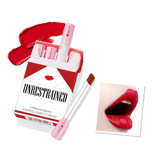 4-Lasting Stick Waterproof Lip Set - Long-Lasting Matte Lipstick with Transparent Finish - Perfect Valentine's Day Gift for Her Good Vibrations
