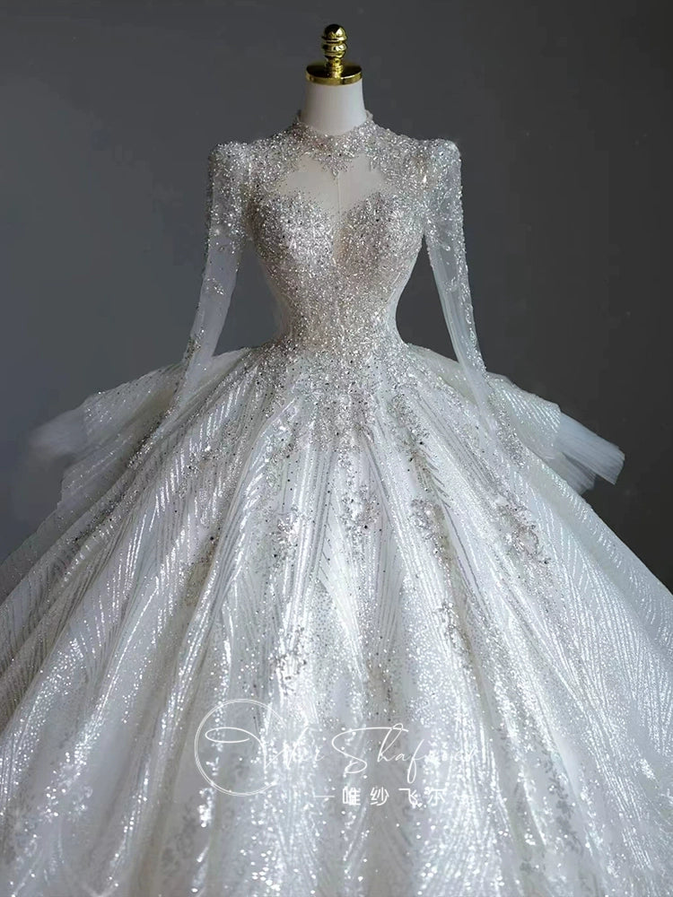 Short Long-Sleeved Socialite Wedding Dress