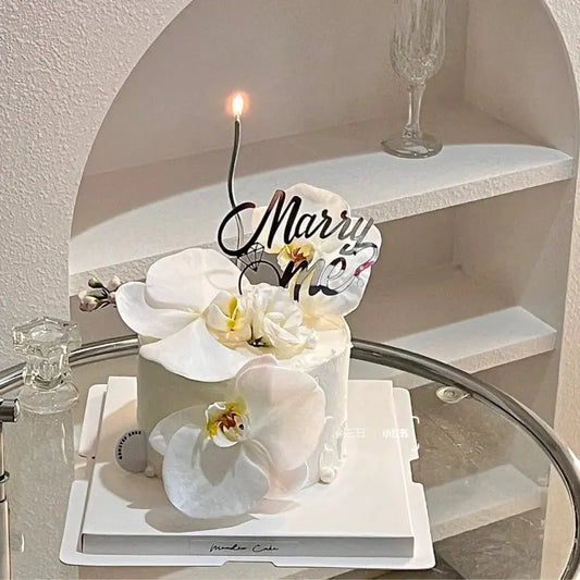 Proposal Cake Decoration Marry Me Inserts Acrylic Marry Me Wedding Marriage Engagement Couple Confession Plug-in Good Vibrations