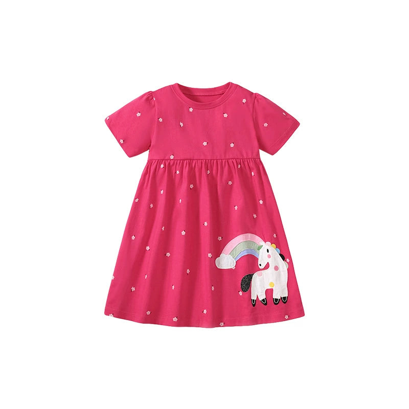 Girl Short Sleeve Pure Cotton T-shirt Purple Fashionable Dress Good Vibrations