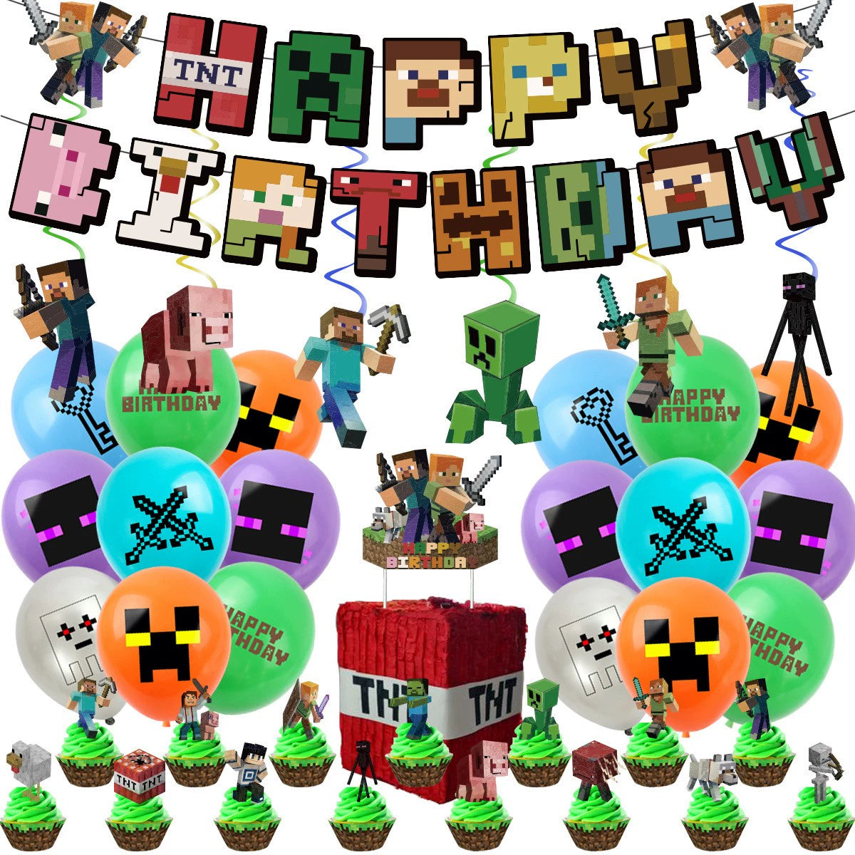 New Arrival My World Doll Building Blocks Theme Boy Birthday Scene Balloon Layout Party Cake Decoration Stickers Good Vibrations
