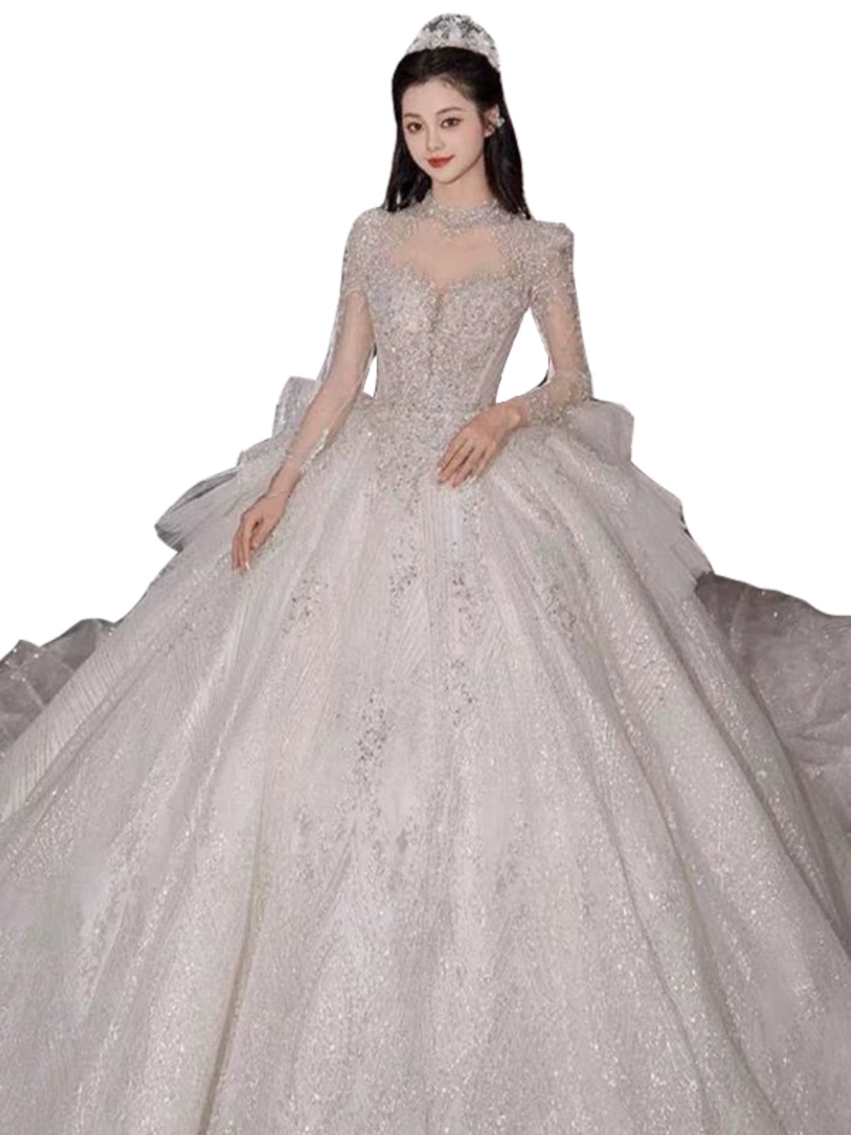 Primary Wedding Dress 2024 Bride New Arrival French Advanced Texture Pregnant Women Heavy Industry Vintage Court Style Trailing Long Sleeves Good Vibrations