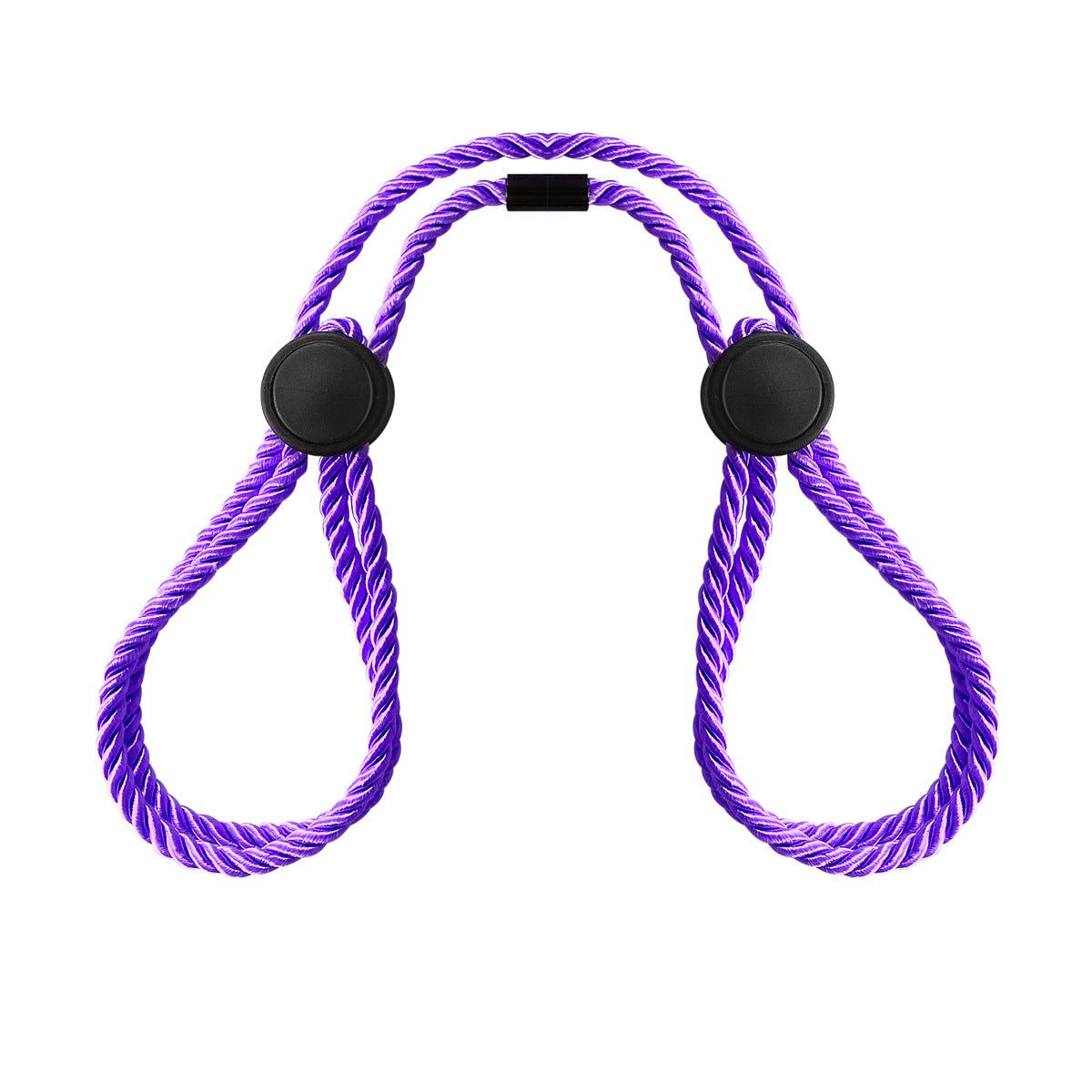 Erotic adjustable hand cuffs ankle cuffs for adult BDSM games in purple rope design.