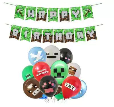 New Arrival My World Doll Building Blocks Theme Boy Birthday Scene Balloon Layout Party Cake Decoration Stickers Good Vibrations