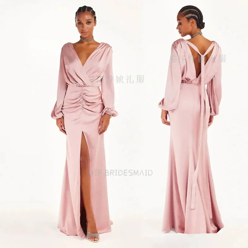 GIF Long Sleeves Daily Niche Style Simple Bridesmaid Dress Good Vibrations