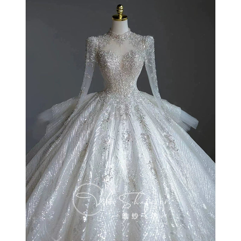 Short Long-Sleeved Socialite Wedding Dress