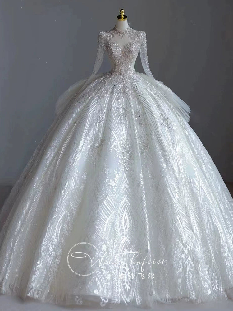Short Long-Sleeved Socialite Wedding Dress