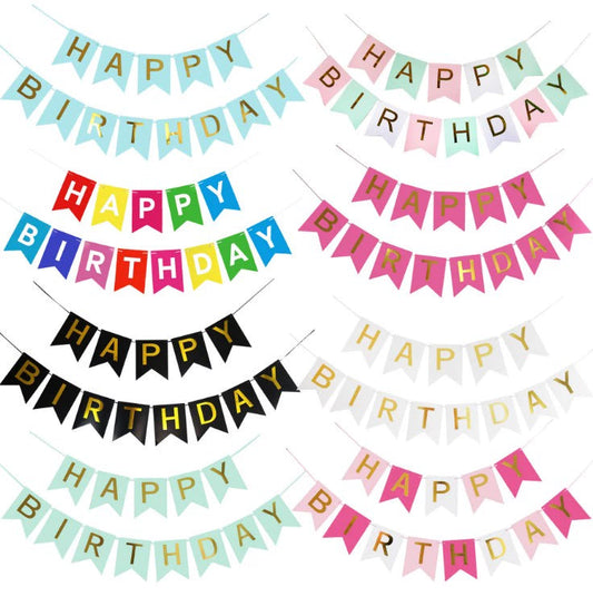 Kids Birthday Party Decoration Dovetail Birthday Pulling Banner Happy Birthday Letter Banner Fishtail Flag Good Vibrations