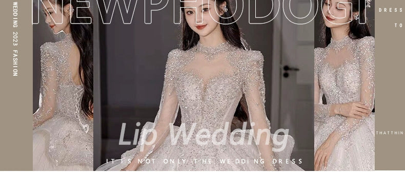 Primary Wedding Dress 2024 Bride New Arrival French Advanced Texture Pregnant Women Heavy Industry Vintage Court Style Trailing Long Sleeves Good Vibrations
