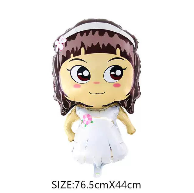 Wedding Decoration Cartoon Bridegroom Bride Aluminum Balloon Confession Confession Wedding Room Layout Valentine's Day Decoration Balloon Good Vibrations