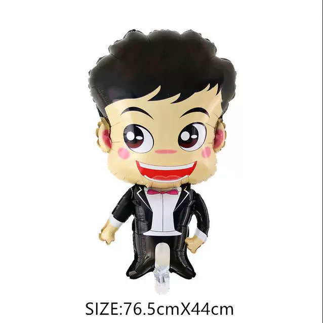 Wedding Decoration Cartoon Bridegroom Bride Aluminum Balloon Confession Confession Wedding Room Layout Valentine's Day Decoration Balloon Good Vibrations