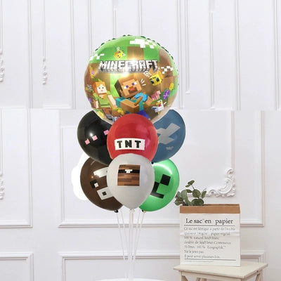 New Arrival My World Doll Building Blocks Theme Boy Birthday Scene Balloon Layout Party Cake Decoration Stickers Good Vibrations