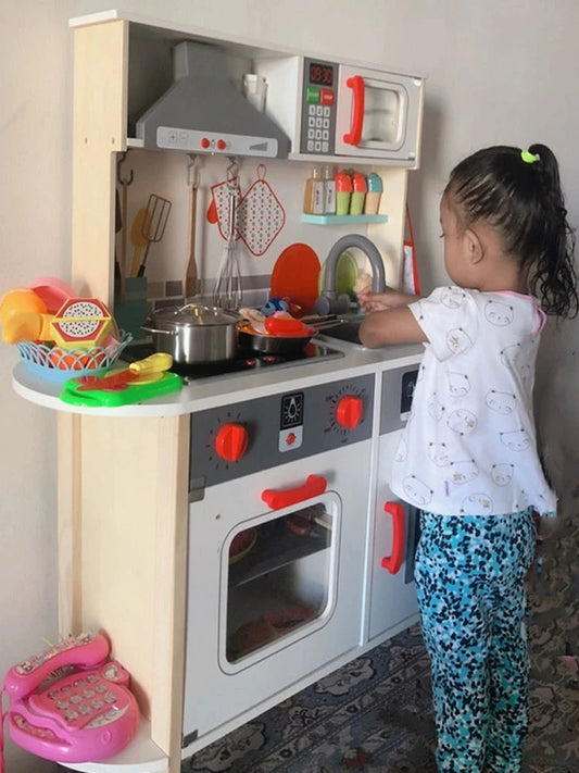Kids Play House Refrigerator Wooden Children's Early Education Baby Girl Smart Water Wooden Kitchen Toys Suit Good Vibrations