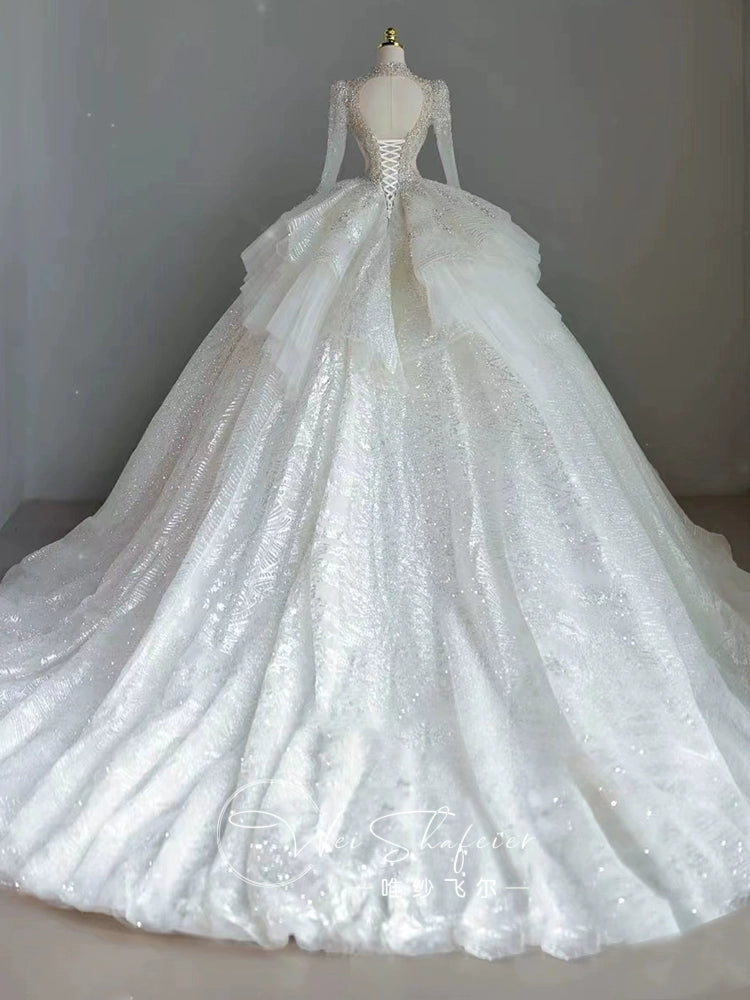 Short Long-Sleeved Socialite Wedding Dress