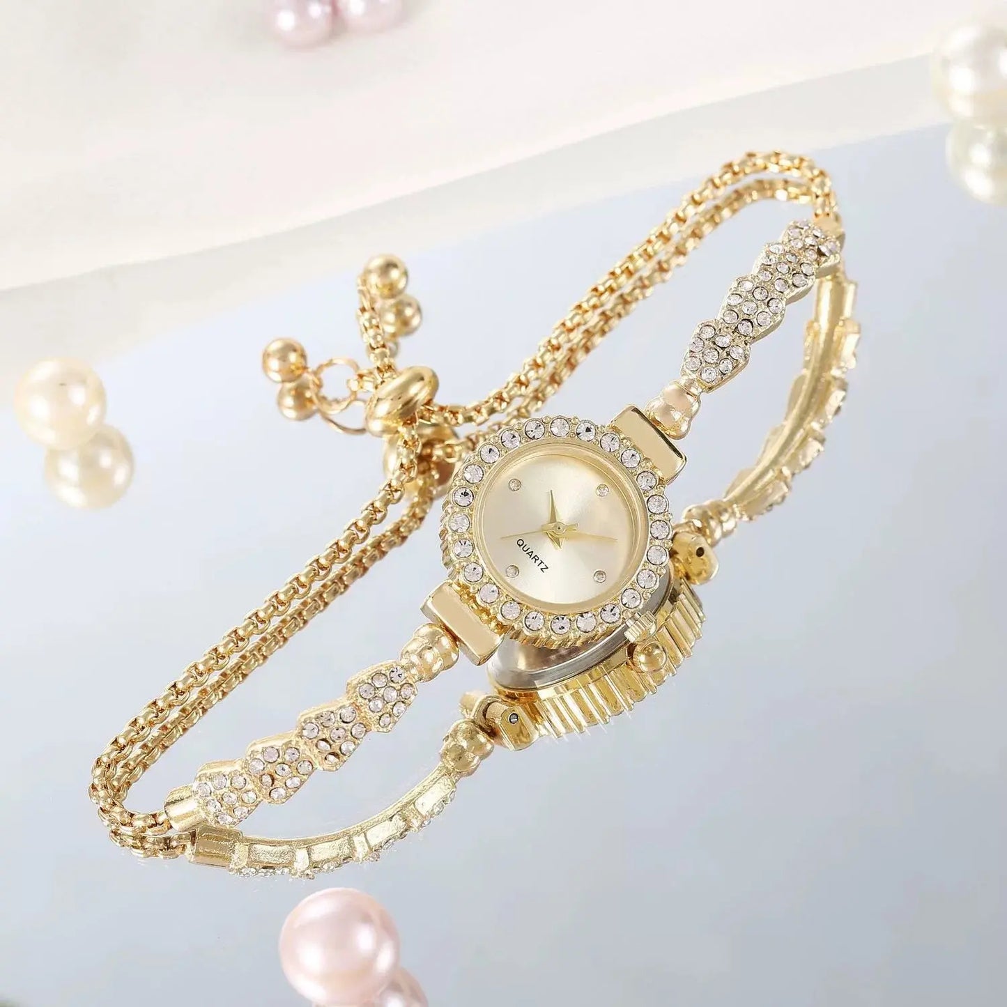 2024 New Arrival Fashion Diamond round Women's Watch Free Adjustment Bracelet Watch Women's Quartz Watch Good Vibrations