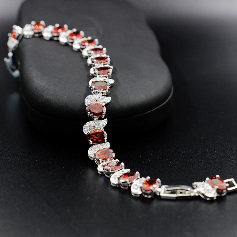 Light Luxury Zircon Bracelet Classic Hand Jewelry Chicken Leg Curved Moon Color Jewelry Gem Seven Color European and American Bracelet Women Good Vibrations