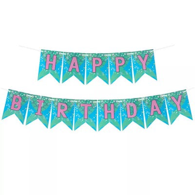 Kids Birthday Party Decoration Dovetail Birthday Pulling Banner Happy Birthday Letter Banner Fishtail Flag Good Vibrations