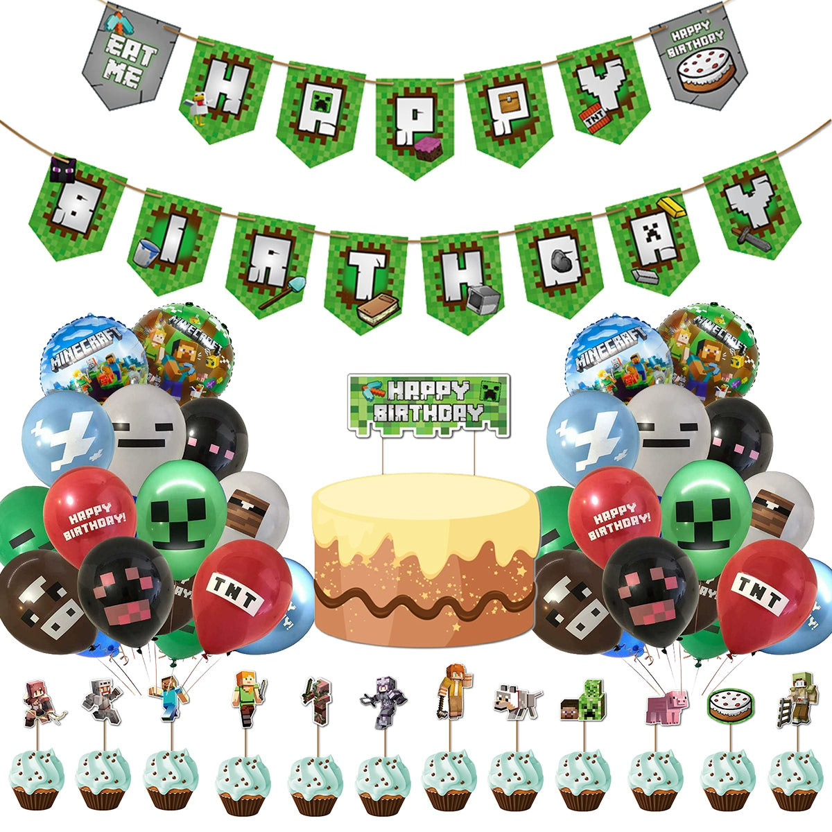 New Arrival My World Doll Building Blocks Theme Boy Birthday Scene Balloon Layout Party Cake Decoration Stickers Good Vibrations
